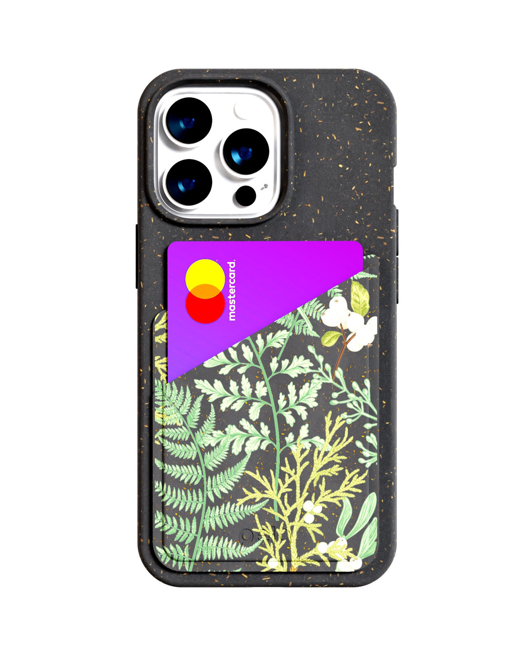 Herbarium Black Phone Case Card Holder 